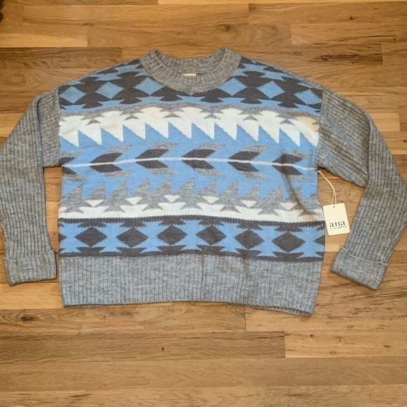 a.n.a Sweaters - NWT ana Long Sleeve Crewneck Southwestern Style Pullover Sweater Women’s XXL